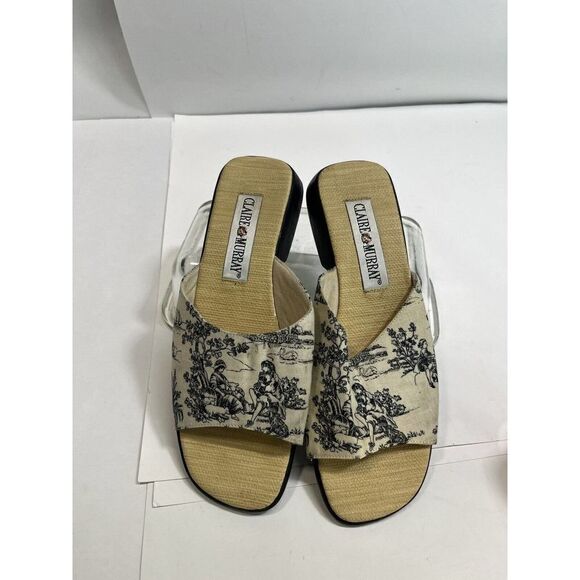 Claire Murray Womens Toile Black Cream Sandals Size 9 US Slip On - Picture 3 of 15